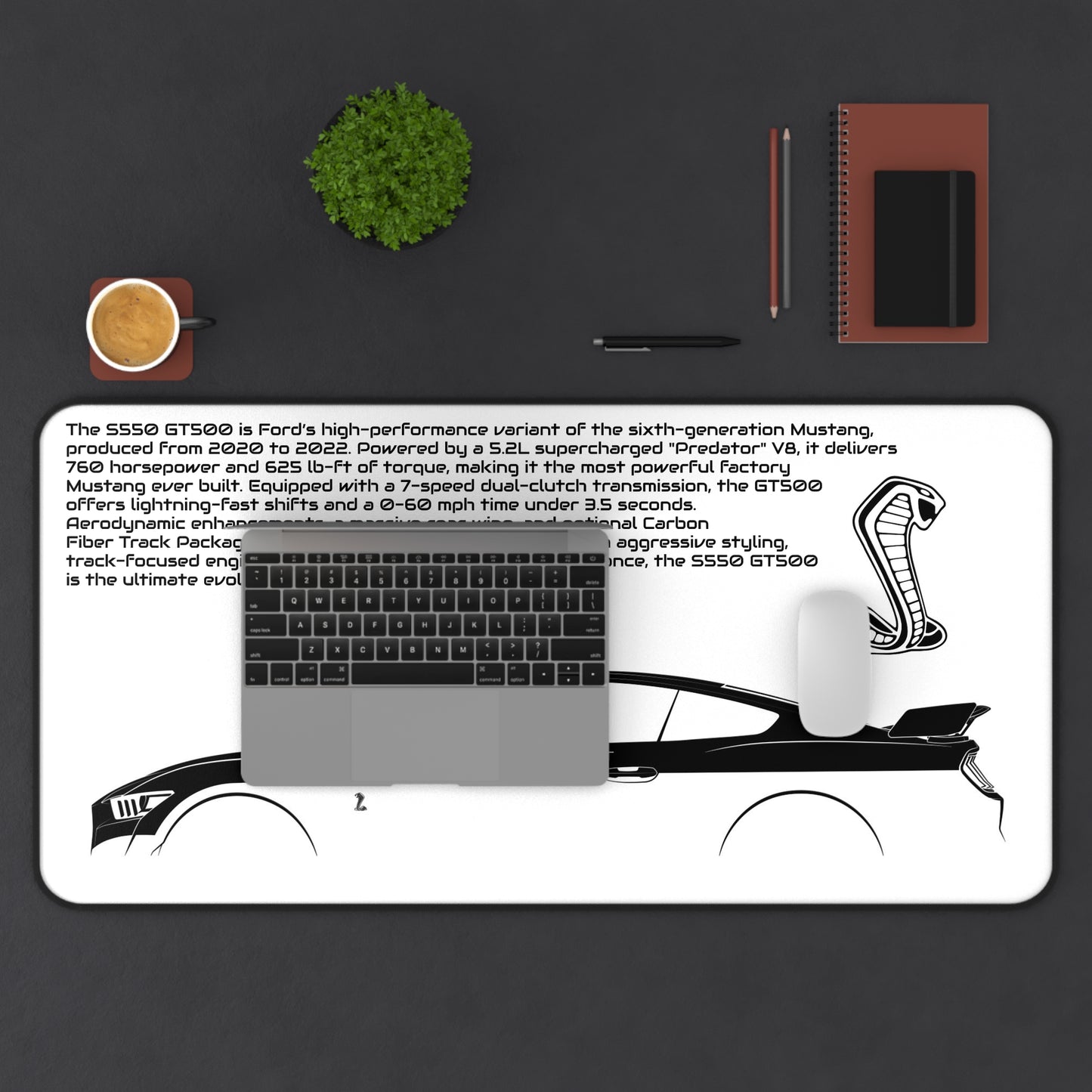 Mustang GT500 Mousepad - White