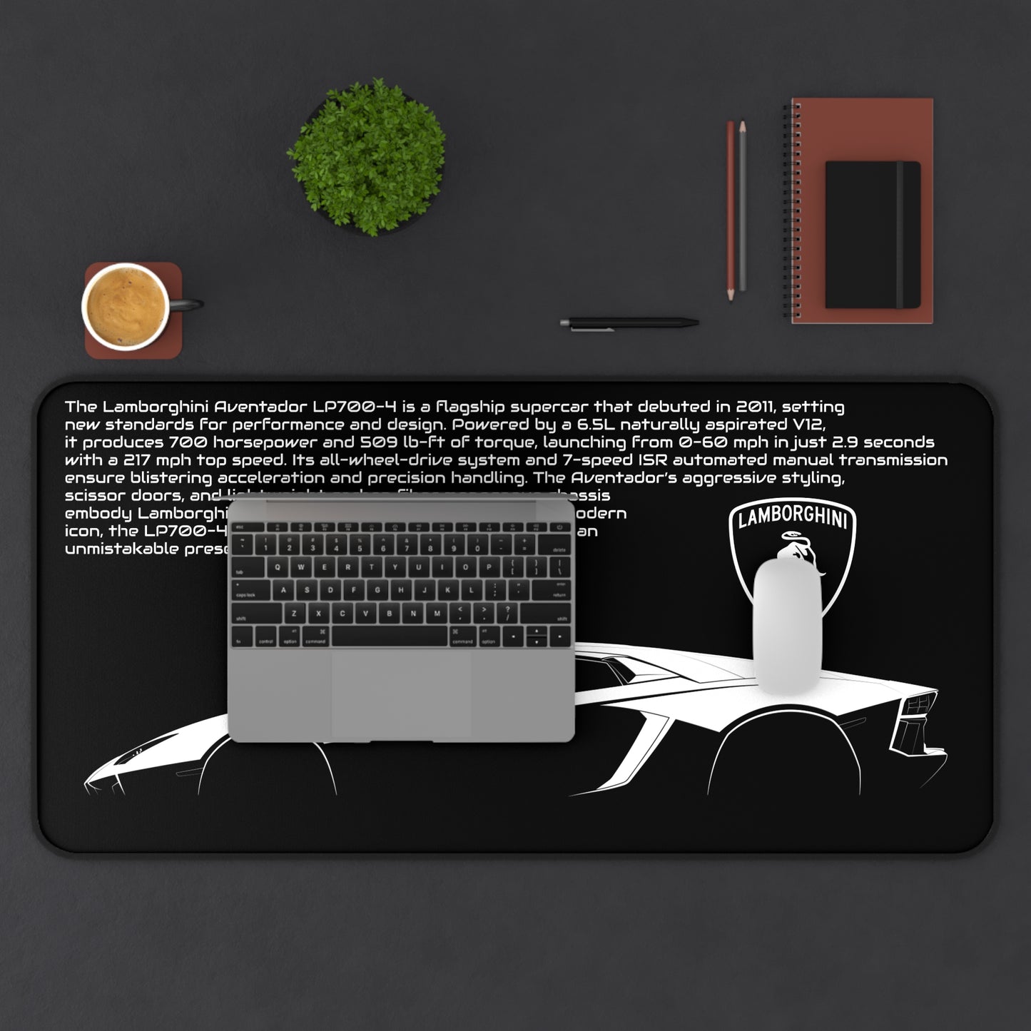 Lamborghini Aventador Mousepad - Black